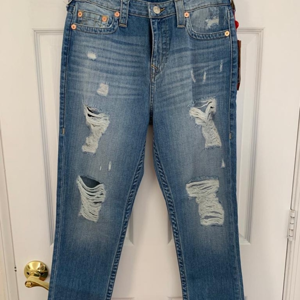 True Religion Distressed Boyfriend Jeans